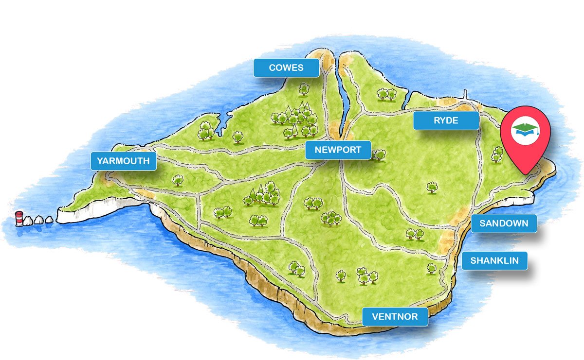 School trip Isle of Wight location map for Bembridge Windmill